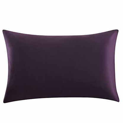Picture of ZIMASILK 100% Mulberry Silk Pillowcase for Hair and Skin Health,Both Sides 19 Momme Silk,1pc (Queen 20''x30'', Eggplant Purple)