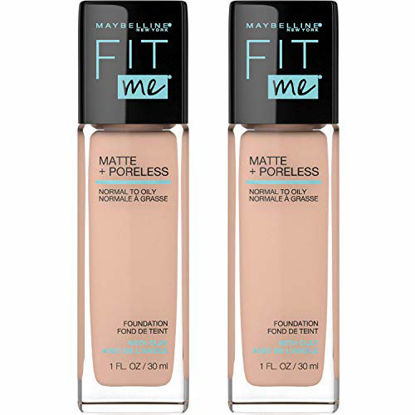 Picture of Maybelline Fit Me Matte + Poreless Liquid Foundation Makeup, Pure Beige, 2 COUNT Oil-Free Foundation