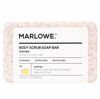 Picture of MARLOWE. No. 102 Men's Body Scrub Soap 7 oz | Warm Santal Scent | Best Exfoliating Bar for Men | Made with Natural Ingredients | Green Tea Extract | Updated Scent