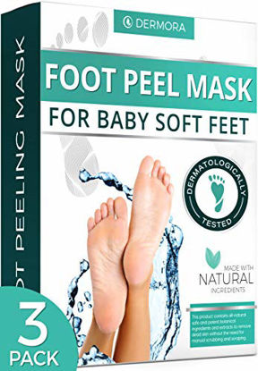 Picture of Foot Peel Mask - 3 Pack - For Cracked Heels, Dead Skin & Calluses -Make Your Feet Baby Soft & Get Smooth Silky Skin - Removes & Repairs Rough Heels,Dry Toe Skin - Exfoliating Peeling Natural Treatment