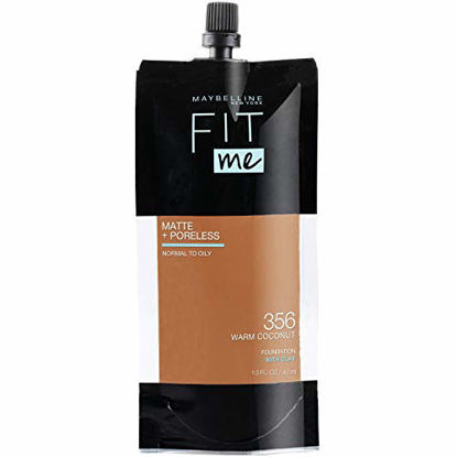 Picture of Maybelline New York Maybelline Fit Me Matte + Poreless Liquid Foundation, Face Makeup, Mess-Free No Waste Pouch Format, Normal to Oily Skin Types, 356 WARM COCONUT, 1.3 Fl Oz