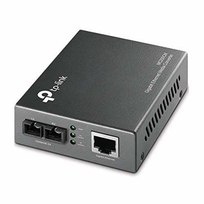 Picture of TP-Link Gigabit SFP to RJ45 Fiber Media Converter, Fiber to Ethernet Converter 10/100/1000Mbps RJ45 Port to 1000Base-SX Multi-Mode Fiber (MC200CM) Black