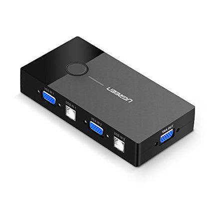 Picture of UGREEN USB KVM Switch Box 2 Port VGA Video Sharing Adapter 2 in 1 Out Manual Switcher with USB Cables for Computer, PC, Laptop, Desktop, Monitor, Printer, Keyboard, Mouse Control