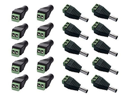 Picture of 10 Male and 10 Female 12v DC Power Jack Adapter Connector for Led Strip CCTV Camera