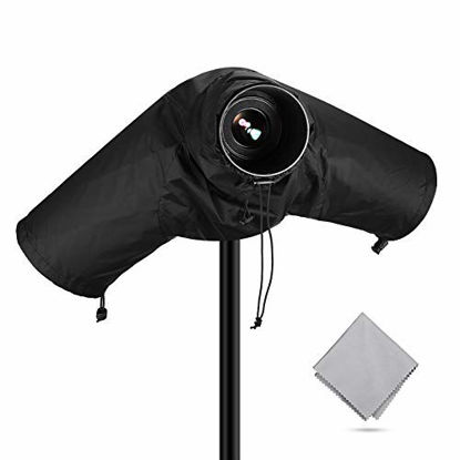 Picture of Powerextra Professional Waterproof Camera Rain Cover Protector for Canon Nikon Sony Pentax and Other Digital SLR Cameras, Great for Rain Dirt Sand Snow Protection (Black)