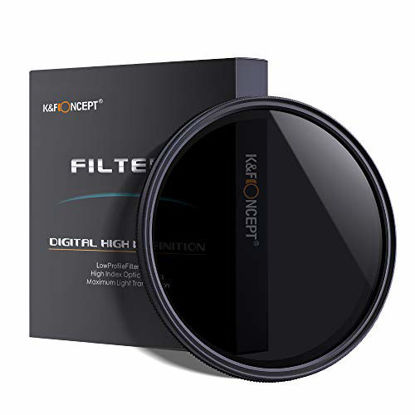 Picture of K&F Concept 46mm Slim HD Multi-Coated Variable Polarizing ND Neutral Density Adjustable ND2 ND4 ND8 to ND400 Lens Filter + Lens Cleaning Cloth for DSLR Cameras