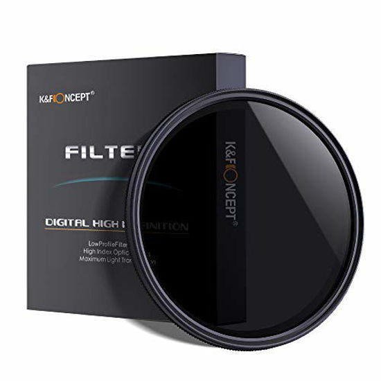 Picture of K&F Concept 46mm Slim HD Multi-Coated Variable Polarizing ND Neutral Density Adjustable ND2 ND4 ND8 to ND400 Lens Filter + Lens Cleaning Cloth for DSLR Cameras
