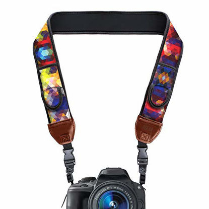 Picture of USA GEAR TrueSHOT Camera Strap with Colorful Neoprene Pattern , Accessory Pockets and Quick Release Buckles - Compatible With Canon , Fujifilm , Nikon , Sony and More DSLR , Mirrorless , Cameras