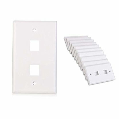 Picture of Cable Matters 10-Pack Low Profile 2-Port Keystone Jack Wall Plate in White