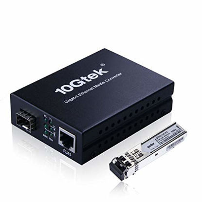Picture of Gigabit Ethernet multi-mode LC fiber Media Converter (SFP SX Transceiver included), up to 550M, 10/100/1000Base-Tx to 1000Base-SX