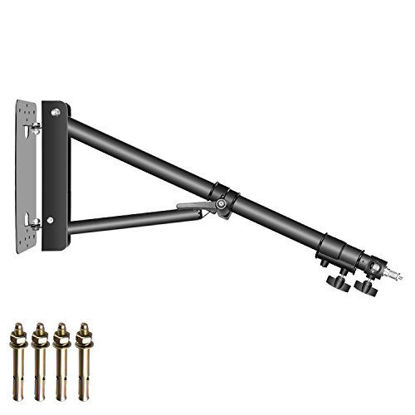 Picture of Neewer Triangle Wall Mounting Boom Arm for Photography Studio Video Strobe Lights Monolights Softboxes Umbrellas Reflectors,180 Degree Flexible Rotation,Max Length 70.8 inches/180 Centimeters (Black)