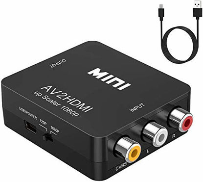 Picture of AV to HDMI Converter, RCA to HDMI, GOXMGO 1080P Mini RCA Composite Cvbs AV to HDMI Video Audio Converter Adapter Supporting PAL/NTSC for PC Laptop WII U Xbox PS4 PS3 TV STB VHS VCR Camera DVD