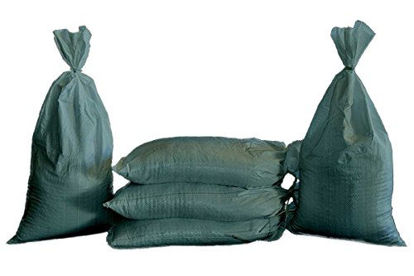 Picture of Sand Bags - Empty Woven Polypropylene Sandbags with Built-in Ties, UV Protection; Size: 14" x 26", Qty of 100 (Green)