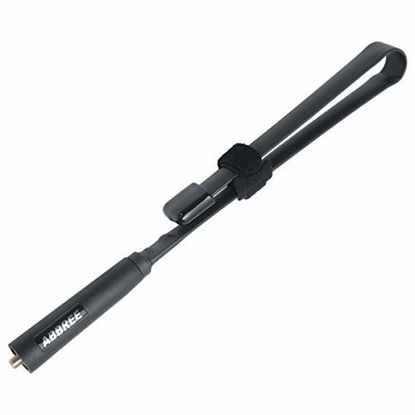 Picture of ABBREE SMA-Female Dual Band VHF/UHF 18.8-inch 144/430MHz High Gain Soft Whip Foldable CS Tactical Antenna for Baofeng UV-5R UV-82 BF-F8HP Ham Two Way Radio