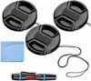 Picture of 46mm Lens Cap Bundle, 3 Pack Universal Snap on Front Centre Pinch Lens Cover Set with Microfiber Lens Cleaning Cloth for Canon Nikon Sony Olympus DSLR Camera + Camera Lens Cleaning Pen