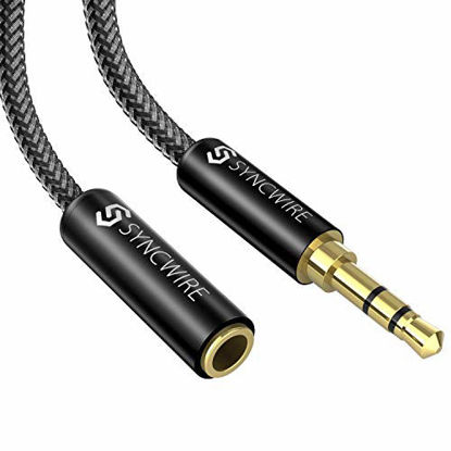 Picture of Syncwire 3.5mm Male to Female Stereo Audio Extension Cable [Hi-Fi Sound] [Gold Plated Jack] Nylon-Braided AUX Extension Cord Adapter Compatible with iPhone iPad Smartphone Tablets Media Players, 3FT