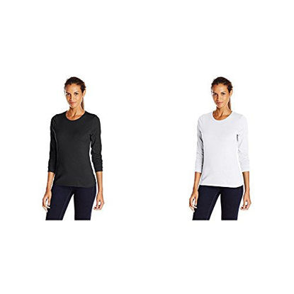 Picture of Hanes 2 Pack Long Sleeve Tee, Ebony/White, Small/Small