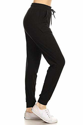 Picture of Leggings Depot JGA128-BLACK-XL Solid Jogger Track Pants w/Pockets, X-Large