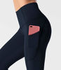 Picture of Dragon Fit High Waist Yoga Leggings with 3 Pockets,Tummy Control Workout Running 4 Way Stretch Yoga Pants (Medium, Capri29-Navy Blue)
