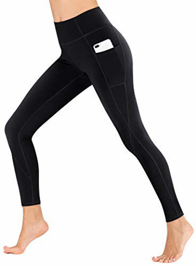 GetUSCart- Heathyoga Yoga Pants for Women with Pockets High Waisted Leggings  with Pockets for Women Workout Leggings for Women (Black, XXX-Large)