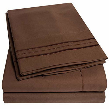 Picture of 1500 Supreme Collection Extra Soft Twin XL Sheets Set, Brown - Luxury Bed Sheets Set with Deep Pocket Wrinkle Free Hypoallergenic Bedding, Over 40 Colors, Twin XL Size, Brown