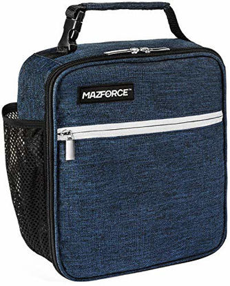 Picture of MAZFORCE Original Lunch Bag Insulated Lunch Box - Tough & Spacious Adult Lunchbox to Seize Your Day (Midnight Blue - Lunch Bags Designed in California for Men, Adults, Women)
