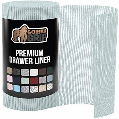 Picture of Gorilla Grip Original Drawer and Shelf Liner, Non Adhesive Roll, 17.5 Inch x 20 FT, Durable and Strong, Grip Liners for Drawers, Shelves, Cabinets, Storage, Kitchen and Desks, Spa Blue