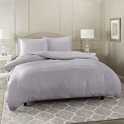 Picture of Nestl Duvet Cover 3 Piece Set - Ultra Soft Double Brushed Microfiber Hotel Collection - Comforter Cover with Button Closure and 2 Pillow Shams, Gray Lavender - King 90"x104"