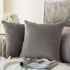 Picture of MIULEE Pack of 2 Velvet Pillow Covers Decorative Square Pillowcase Soft Solid Cushion Case for Sofa Bedroom Car 24 x 24 Inch 60 x 60 cm Grey