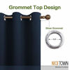 Picture of NICETOWN Light Blocking Thermal Insulated Solid Grommet Top Blackout Curtains/Drapes/Panels for Kid's Room (Navy, 1 Pair, 42 x 63 Inch)