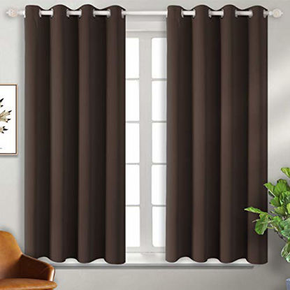 Picture of BGment Blackout Curtains for Living Room - Grommet Thermal Insulated Room Darkening Curtains for Bedroom, 2 Panels of 52 x 54 Inch, Brown