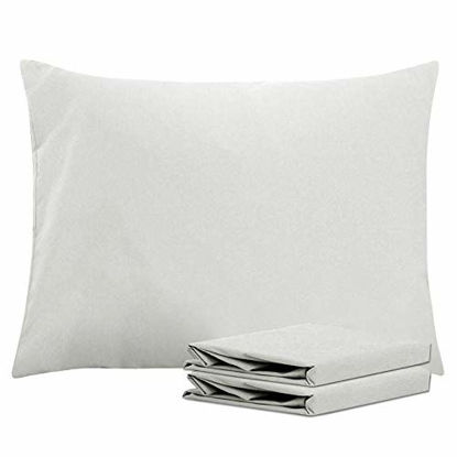 Picture of NTBAY Standard Pillowcases Set of 2, 100% Brushed Microfiber, Soft and Cozy, Wrinkle, Fade, Stain Resistant with Envelope Closure, 20 x 26 Inches, Light Grey