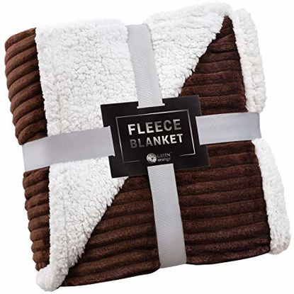 Picture of Sherpa Blanket Fleece Throw - 60x80, Chocolate - Soft, Plush, Fluffy, Warm, Cozy - Perfect for Bed, Sofa, Couch, Chair