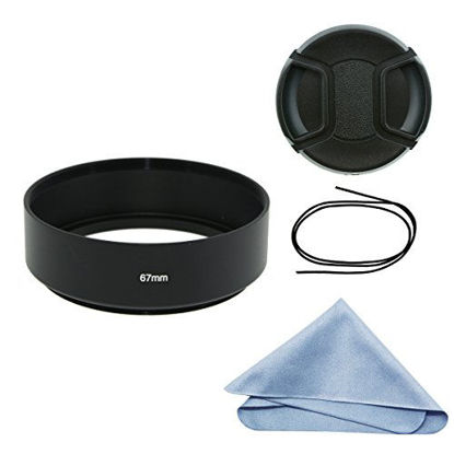 Picture of SIOTI Camera Standard Focus Metal Lens Hood with Cleaning Cloth and Lens Cap Compatible with Leica/Fuji/Nikon/Canon/Samsung Standard Thread Lens