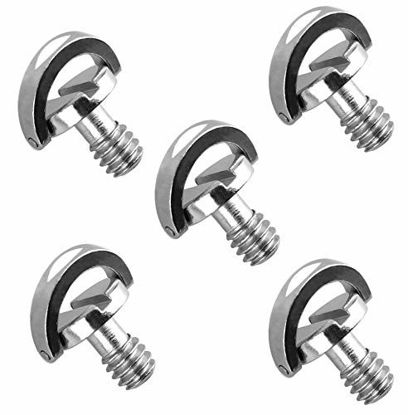 Picture of (5 Packs) Stainless Steel D Shaft D-Ring 1/4" Tripod Screw, Mounting Screw Adapter, Quick Release Camera Screw for Camera Camcorder Tripod Monopod QR Quick Release Plate