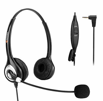Picture of Phone Headset 2.5mm with Noise Canceling Mic & Mute Switch Ultra Comfort Telephone Headset for Panasonic AT&T Vtech Uniden Cisco Grandstream Polycom Cordless Phones