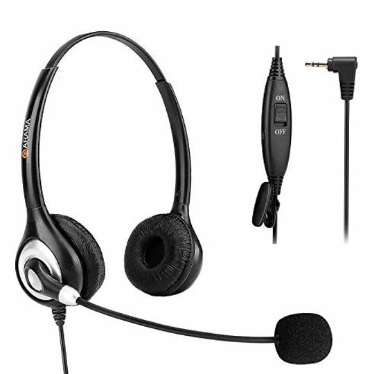 Picture of Phone Headset 2.5mm with Noise Canceling Mic & Mute Switch Ultra Comfort Telephone Headset for Panasonic AT&T Vtech Uniden Cisco Grandstream Polycom Cordless Phones
