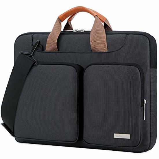 Lacdo 360° Protective Laptop Shoulder Bag Sleeve Case Compatible 13 Inch New MacBook Air Surface Book MacBook Pro Touch Bar 2016-2018 Black Dell HP Acer Notebook MacBook Pro Retina 2012-2015 