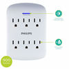 Picture of Philips 6-Outlet Surge Protector Tap, 900 Joules, Space Saving Design, 3-Prong, Protection Indicator LED Light, Gray & White, SPP3461WA/37