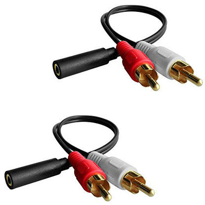 Picture of Y Connector Audio Cable 3.5mm Audio Female to 2 RCA Male Stereo Cable (2 Pack)