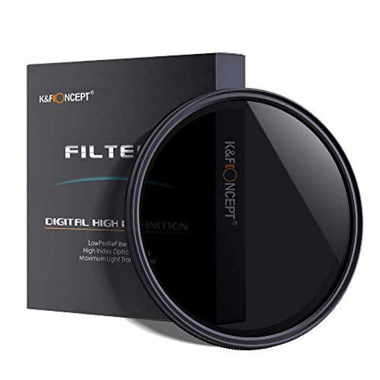 Picture of K&F Concept 43mm Slim Fader Variable ND2-ND400 Neutral Density Adjustable ND ND2 ND4 ND8 ND16 to ND400 Lens Filter Kit + Microfiber Cleaning Cloth for Cameras Lens