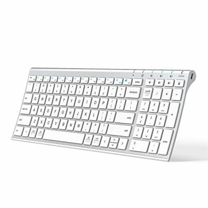 Picture of iClever BK10 Bluetooth Keyboard, Multi Device Keyboard Rechargeable Bluetooth 5.1 with Number Pad Ergonomic Design Full Size Stable Connection Keyboard for iPad, iPhone, Mac, iOS, Android, Windows