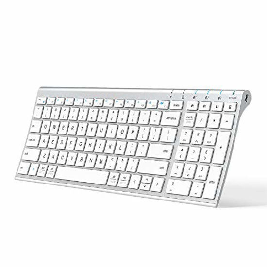 Picture of iClever BK10 Bluetooth Keyboard, Multi Device Keyboard Rechargeable Bluetooth 5.1 with Number Pad Ergonomic Design Full Size Stable Connection Keyboard for iPad, iPhone, Mac, iOS, Android, Windows