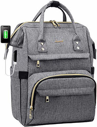 Picture of Laptop Backpack Women Teacher Backpack Nurse Bags, 15.6 Inch Womens Work Backpack Purse Waterproof Anti-theft Travel Back Pack with USB Charging Port (Grey)