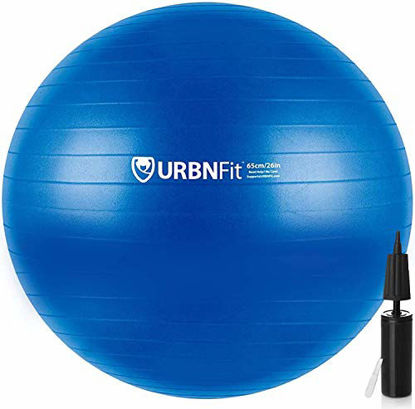 Picture of URBNFit Exercise Ball (65 cm) for Stability & Yoga - Workout Guide Incuded - Professional Quality (Blue)