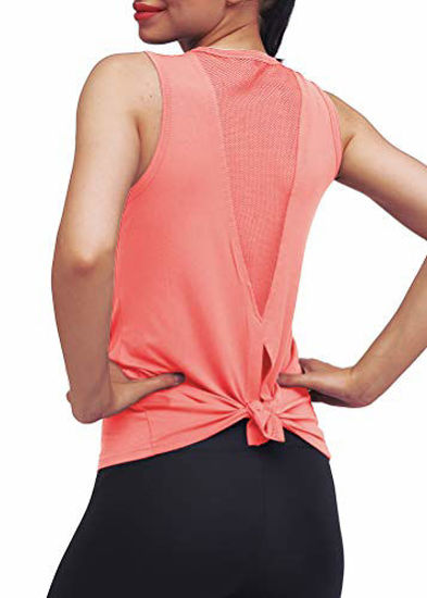 GetUSCart- Mippo Workout Clothes for Women Sexy Open Back Yoga Tops Mesh  Tie Back Muscle Tank Workout Shirts Sleeveless Cute Fitness Active Tank Tops  Comfort Sports Gym Clothes Fashion 2020 Peach Red