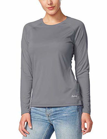 BALEAF Women's UPF 50+ Sun Protection T-Shirt SPF Long/Short Sleeve Dri Fit  Lightweight Shirt Outdoor Hiking Charcoal Gray Size XL