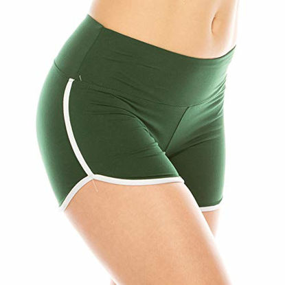 Picture of ALWAYS Women Riverdale Merchandise Yoga Shorts - Premium Soft Stretch Dolphin Workout Cheerleader Dance Volleyball Short Pants with Stripes Hunter Green White XL