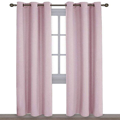 Picture of NICETOWN Nursery Essential Thermal Insulated Solid Grommet Top Blackout Curtains/Drapes (1 Pair, 42 x 84 inches in Baby Pink)