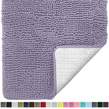 Picture of Gorilla Grip Original Luxury Chenille Bathroom Rug Mat, 36x24, Extra Soft and Absorbent Shaggy Rugs, Machine Wash and Dry, Perfect Plush Carpet Mats for Tub, Shower, and Bath Room, Light Purple